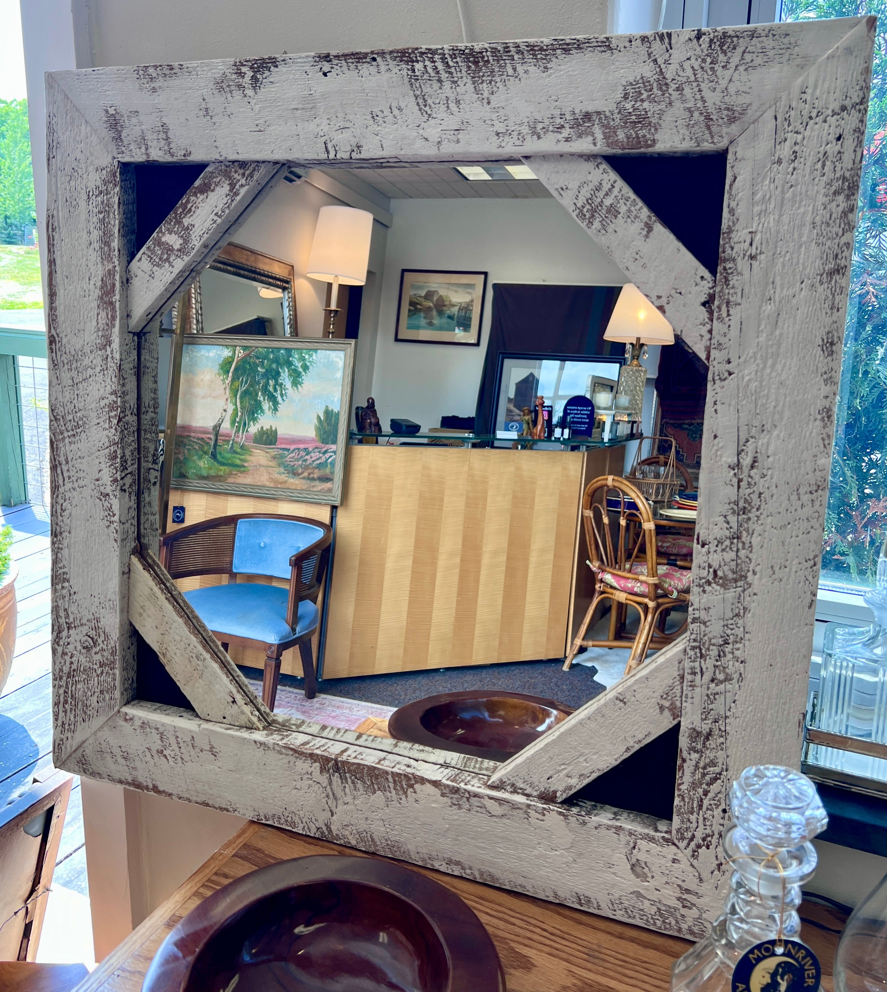 Farmhouse White Wood Mirror
