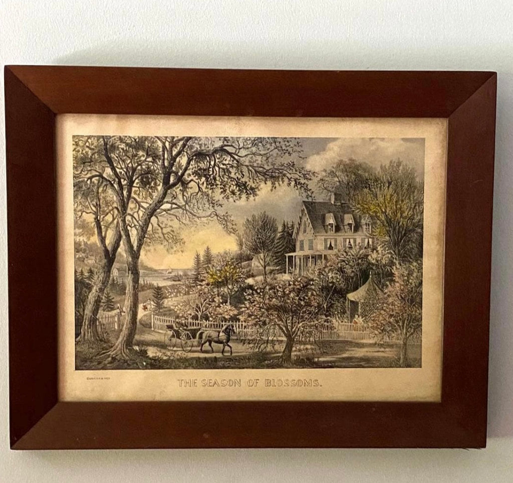 Fanny Palmer for Currier & Ives “The Season of Blossoms” Framed Vintage Print
