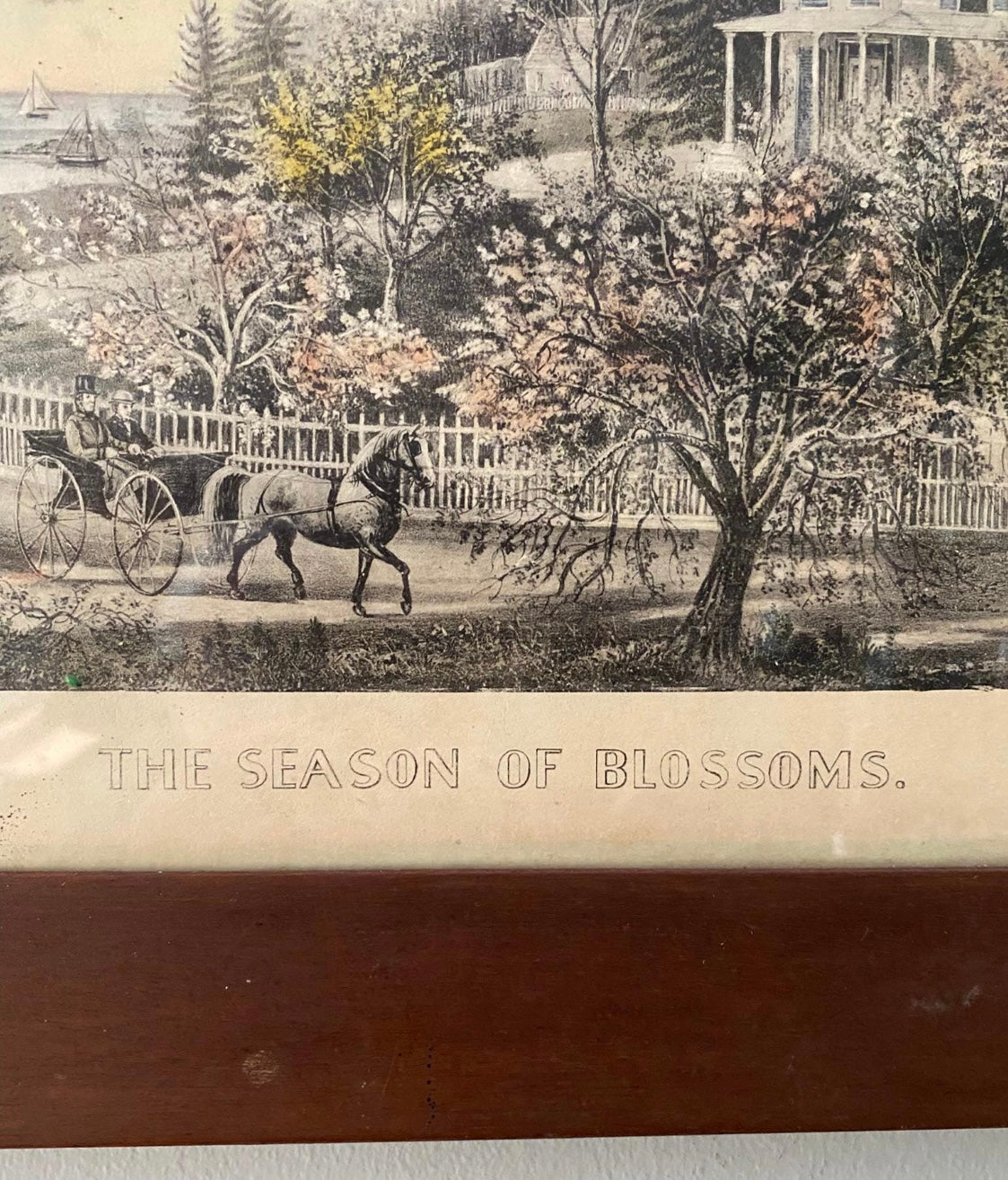 Fanny Palmer for Currier & Ives “The Season of Blossoms” Framed Vintage Print