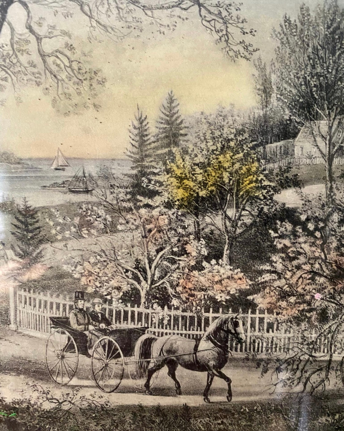 Fanny Palmer for Currier & Ives “The Season of Blossoms” Framed Vintage Print