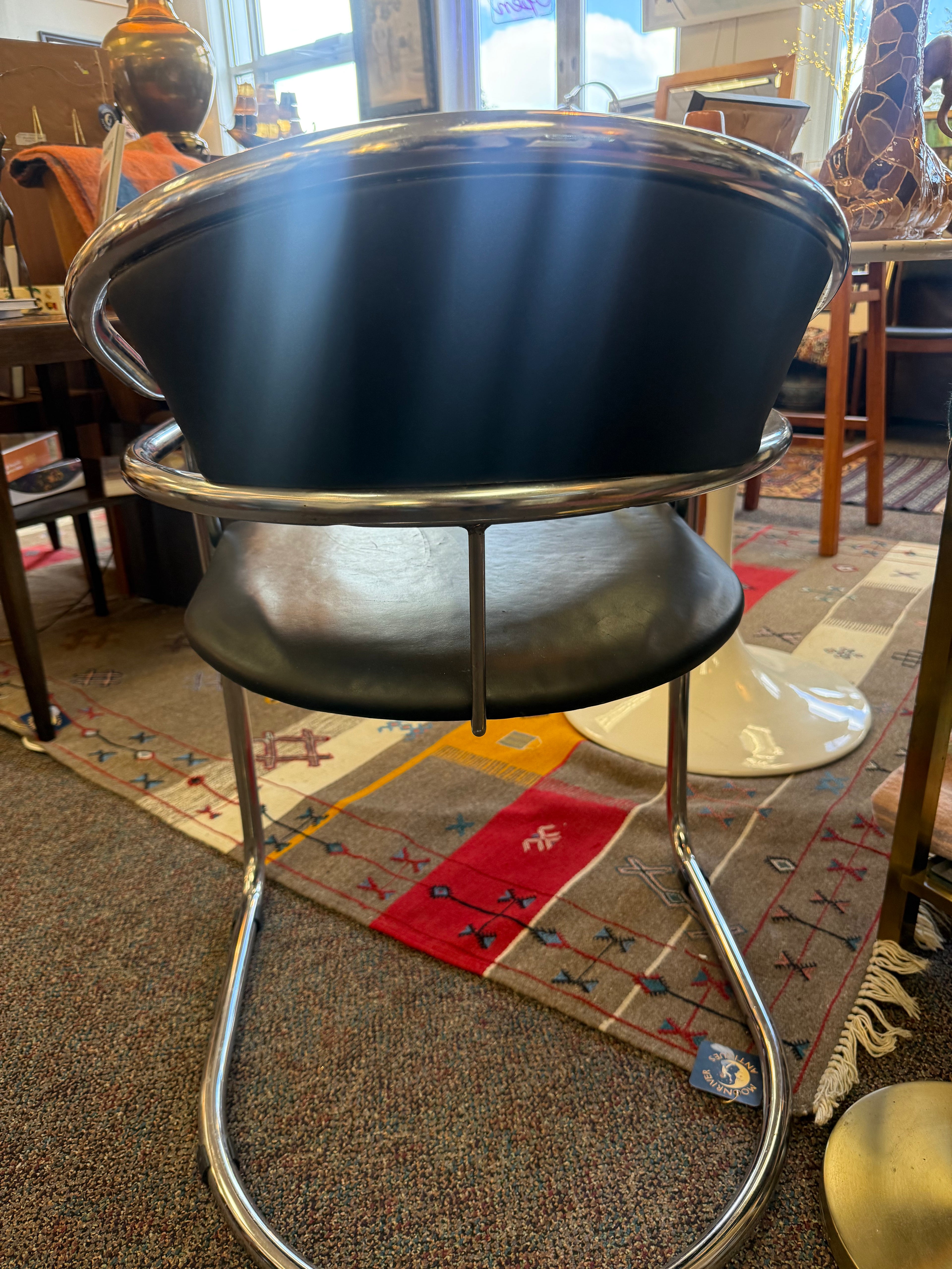 Cantilever Black & Chrome Chairs (Pair)