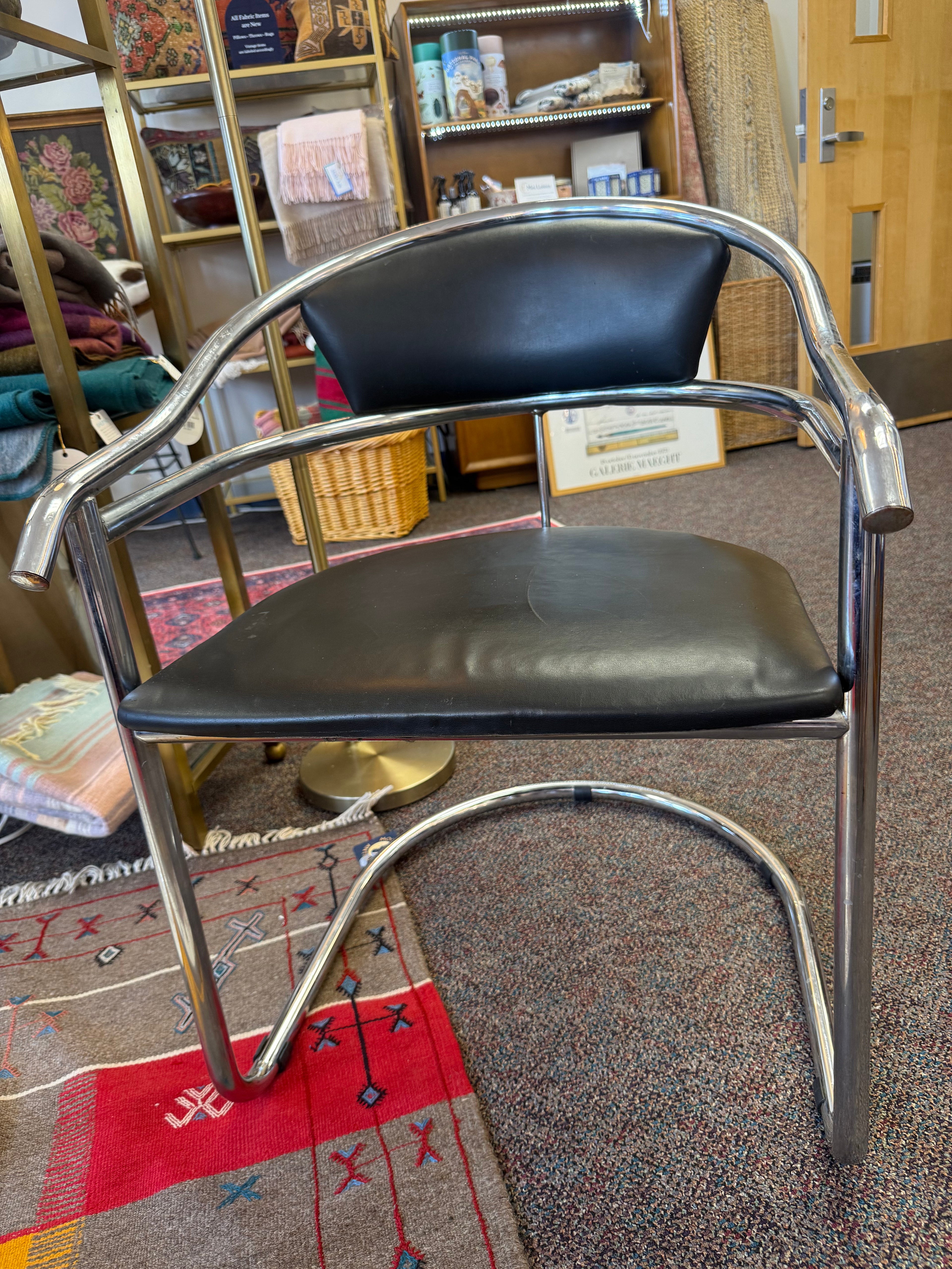 Cantilever Black & Chrome Chairs (Pair)