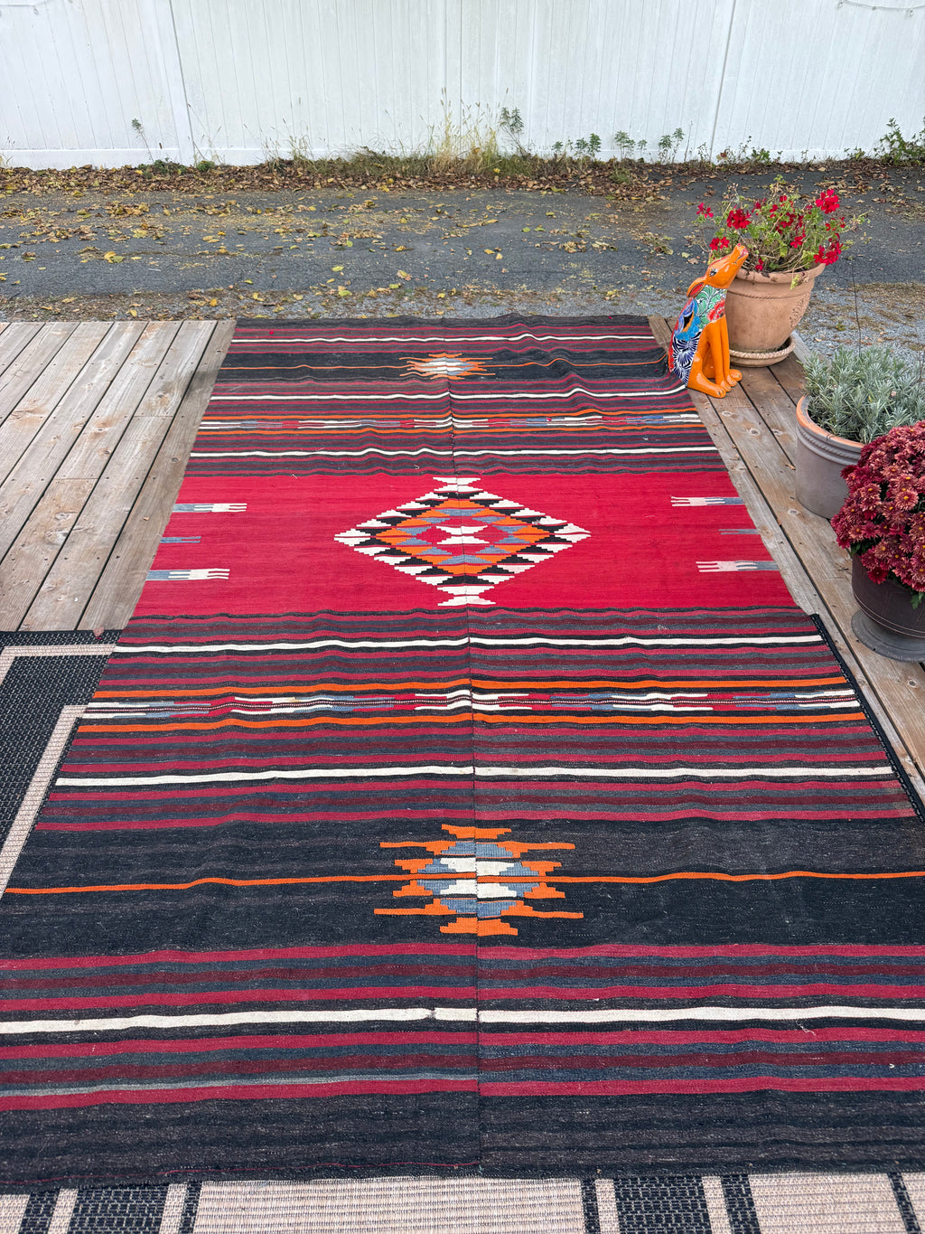 Large Antique Red Kilim Rug