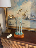 Mid-Century Brass & Verdigris Cattail Sculpture