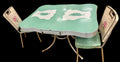 Vintage Formica Aqua Dinette Set with Floral Chairs