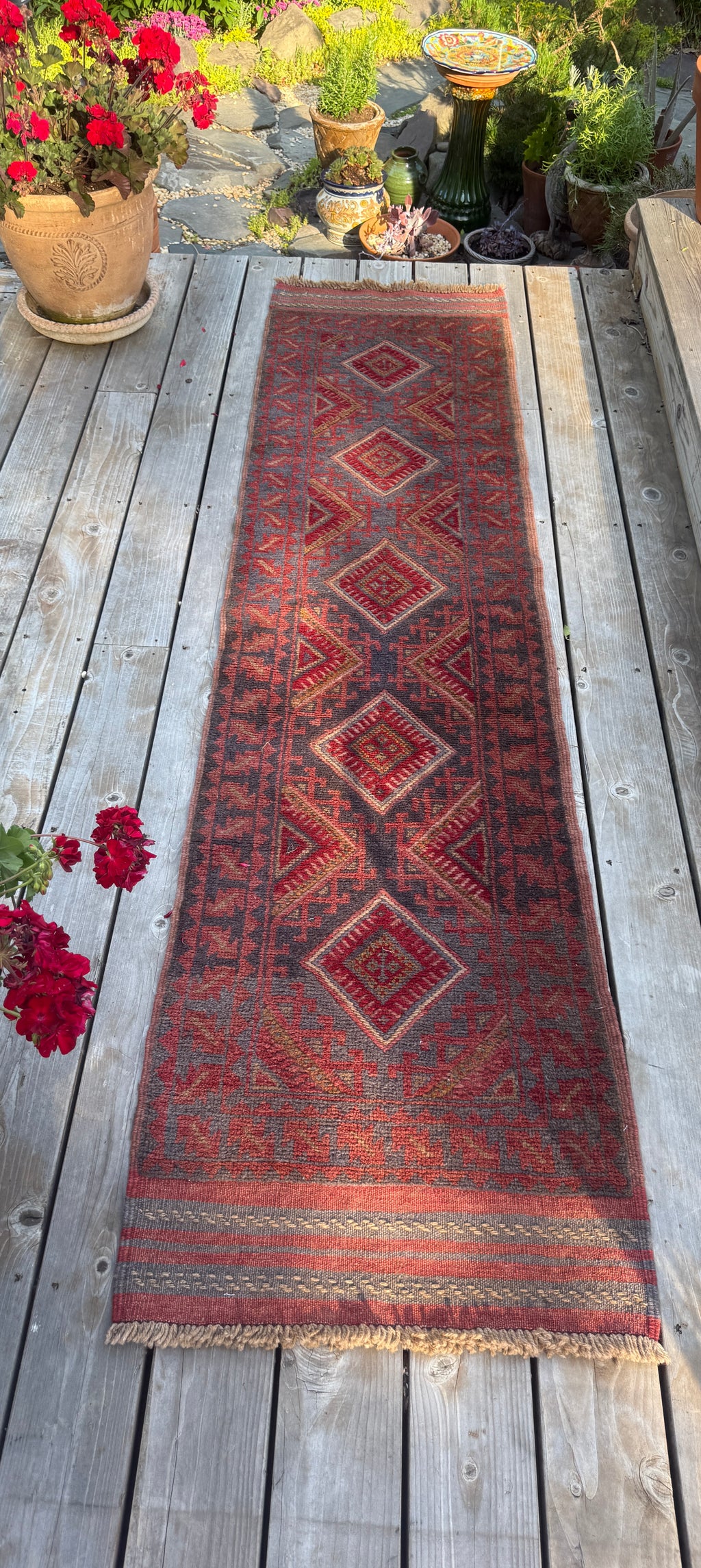 Hand-Knotted Afghan Runner (8' by 2’)