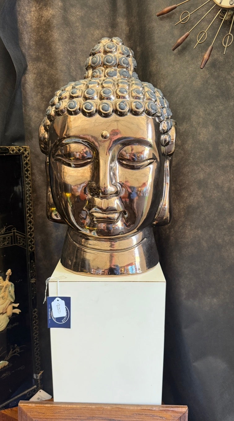 Ceramic Buddha Head on Pedestal (42 inches)