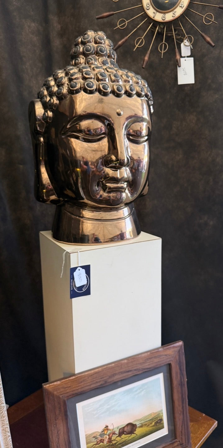 Ceramic Buddha Head on Pedestal (42 inches)
