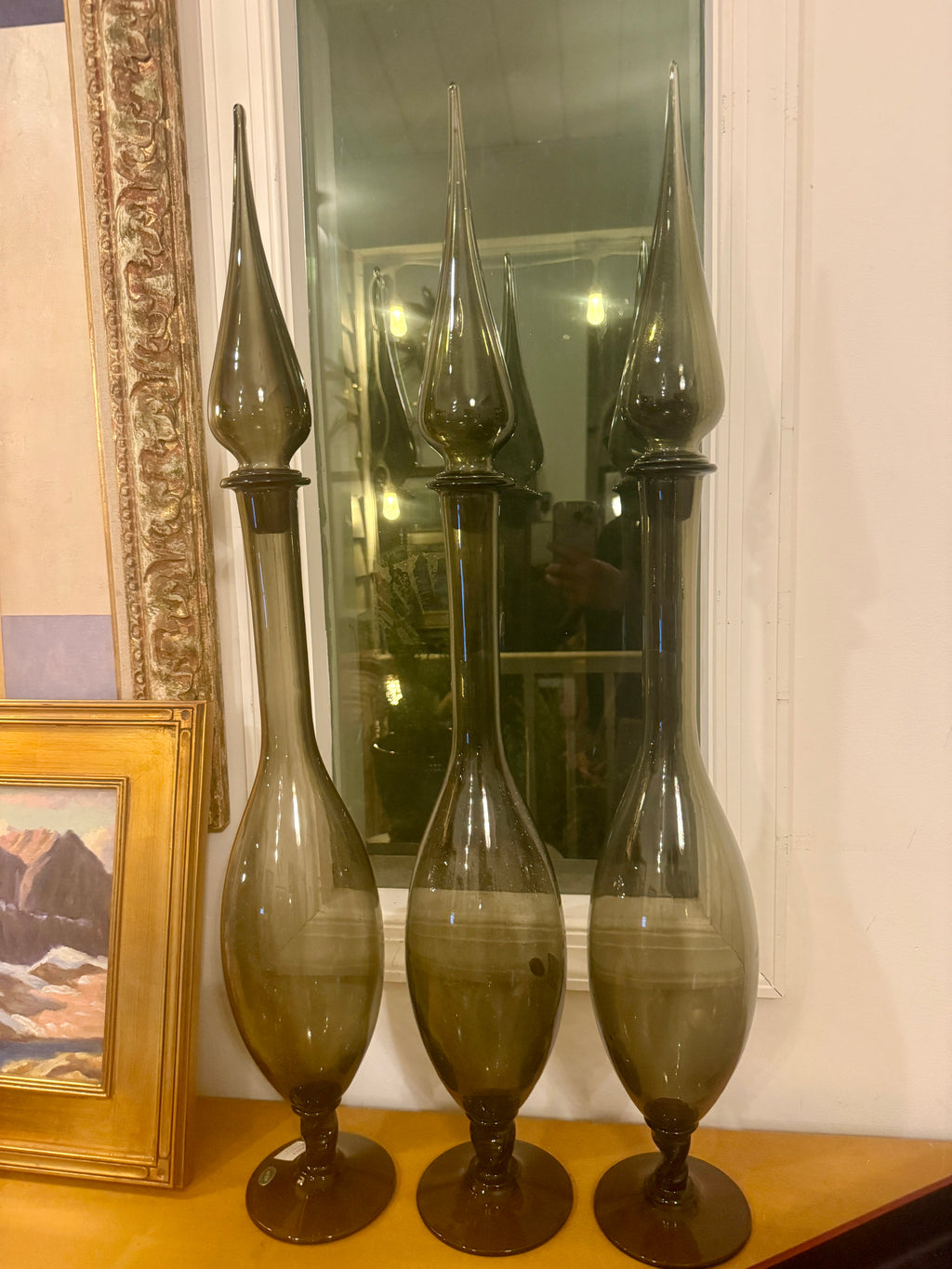 3pc Hand-Blown Venetian Glass Floor Decanters (Balboa)