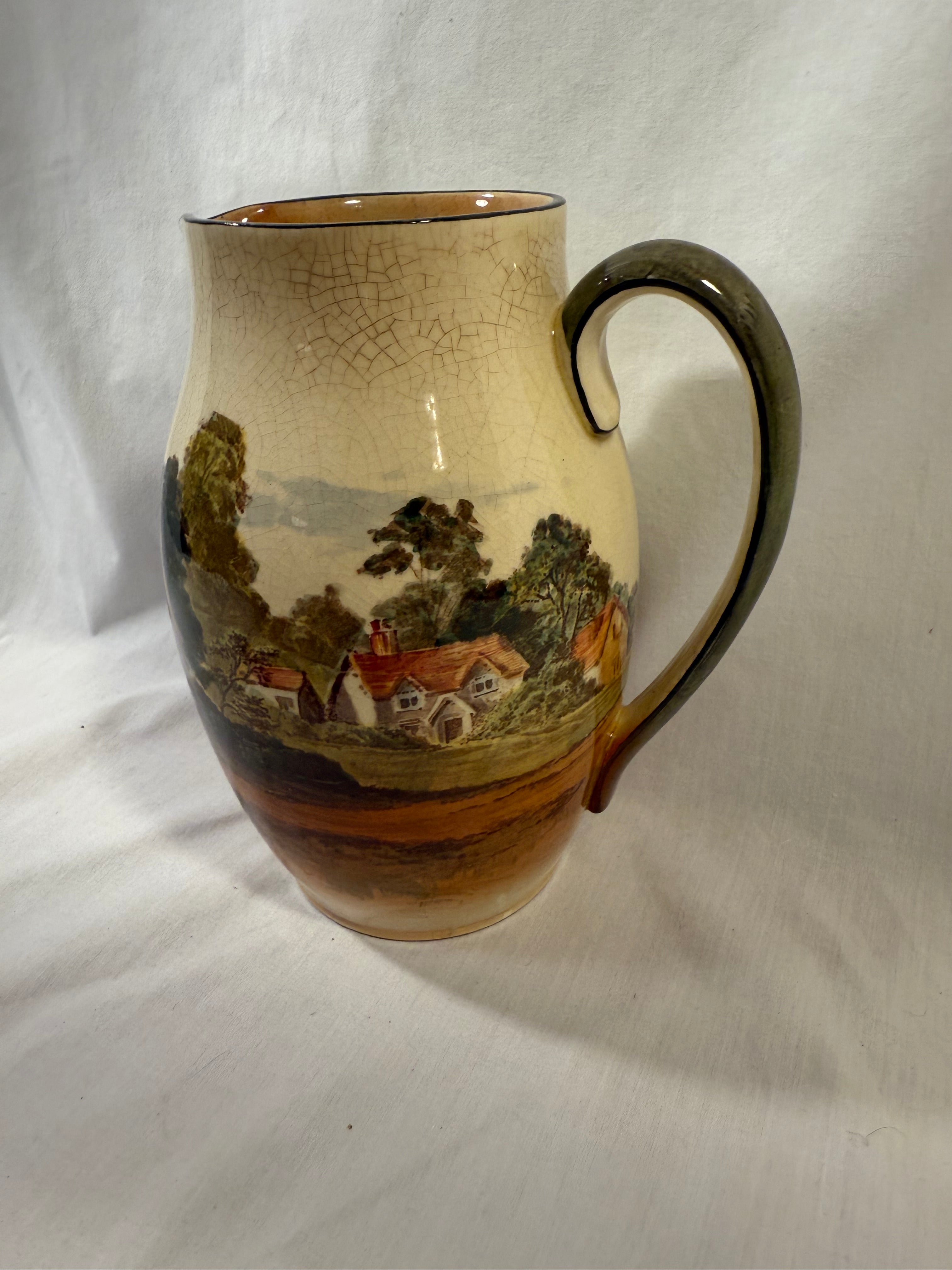 English Ceramic Pastoral Cottage Pitcher