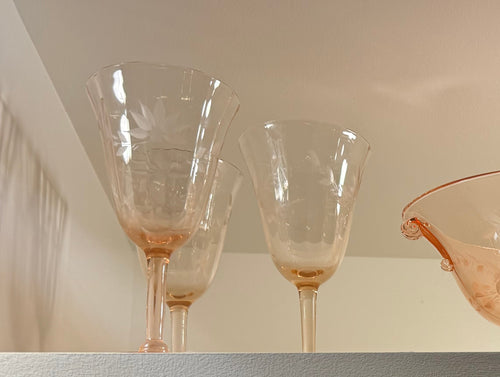 Pink Depression Glass Wine Glasses (set) – Moonriver Interiors