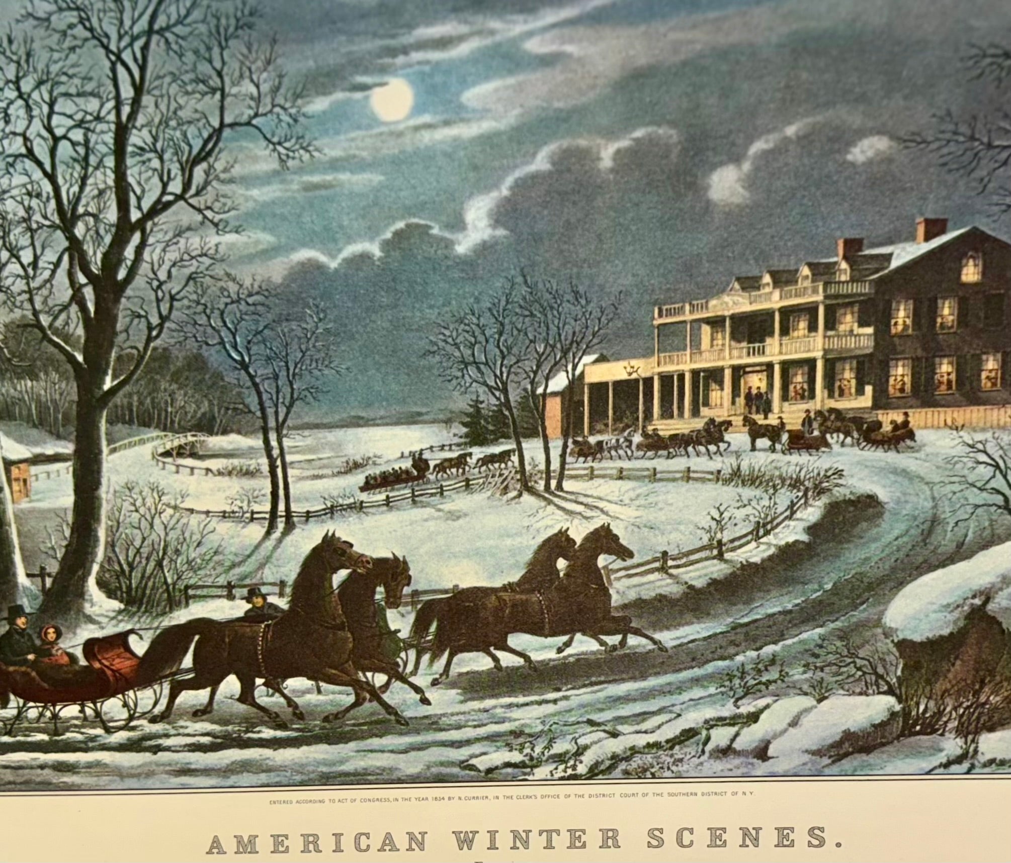 Fanny Palmer for Currier & Ives “American Winter Scene" Framed Print