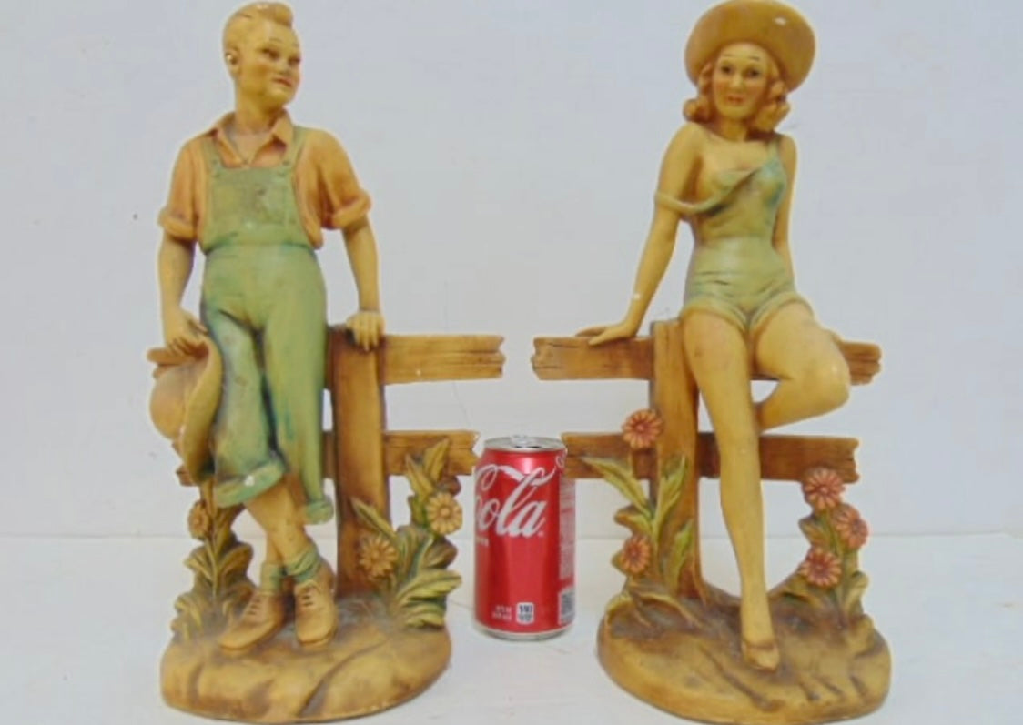 Country Couple Ceramic Bookends