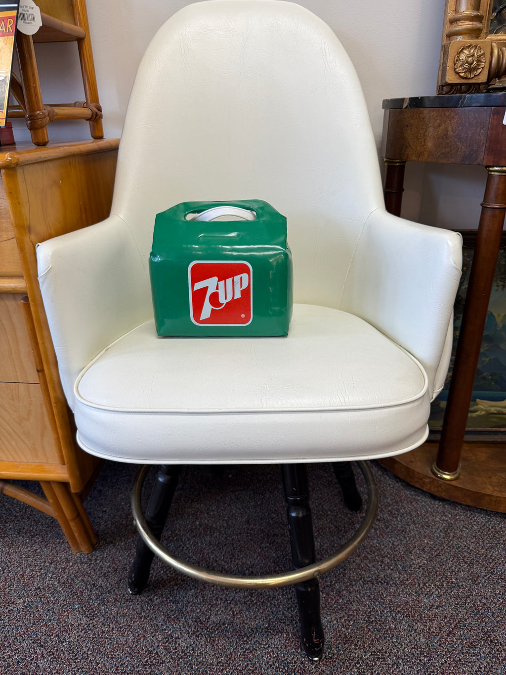 White Swivel Club Chair Quilted