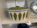 Cathrineholm of Norway Lidded Pot Medium (Green lid, white pot with Green Lotus)