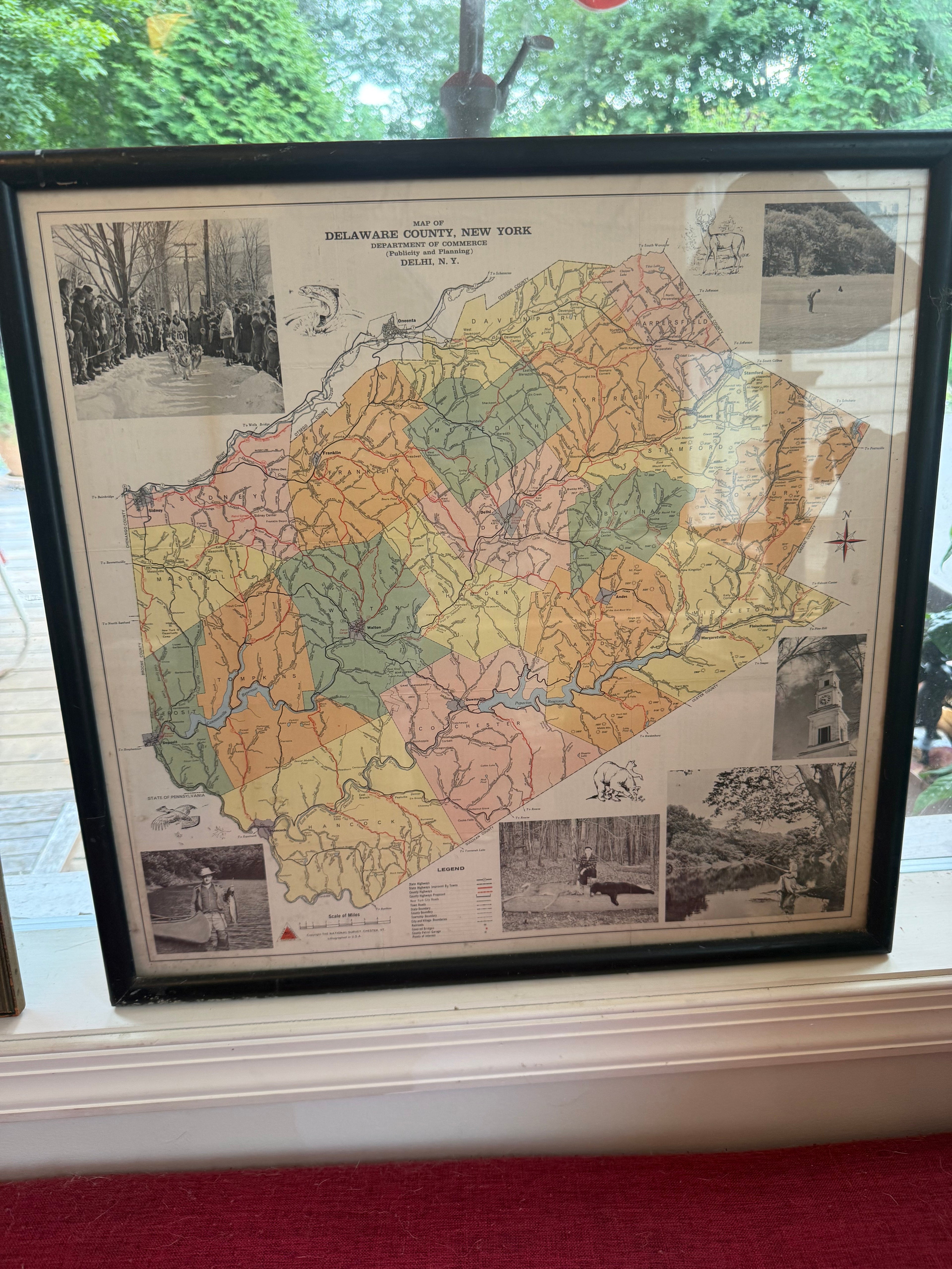 Vintage Map of Delaware County, NY