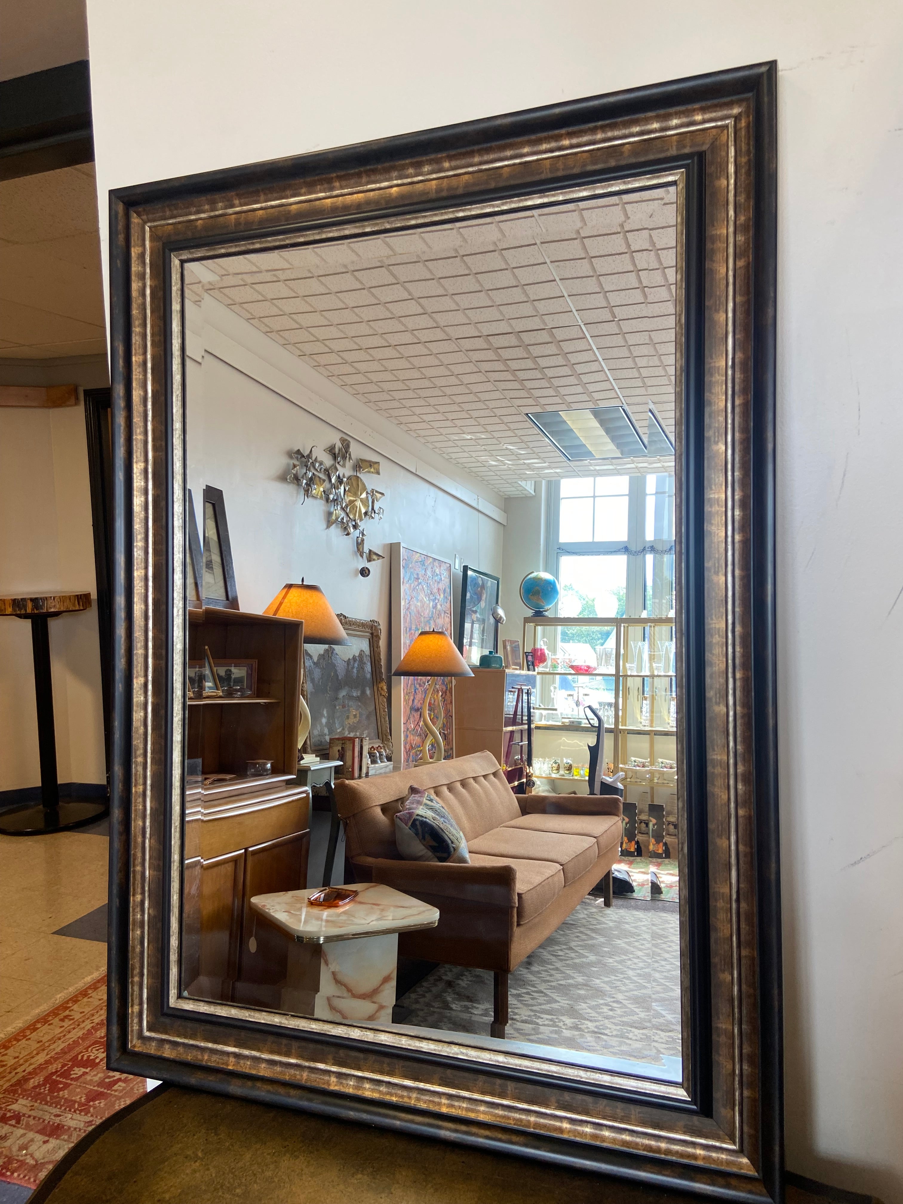 Large Beveled Wall Mirror Bronze Gold 43in