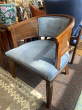 Cane Barrel Back Chair Powder Blue Velvet