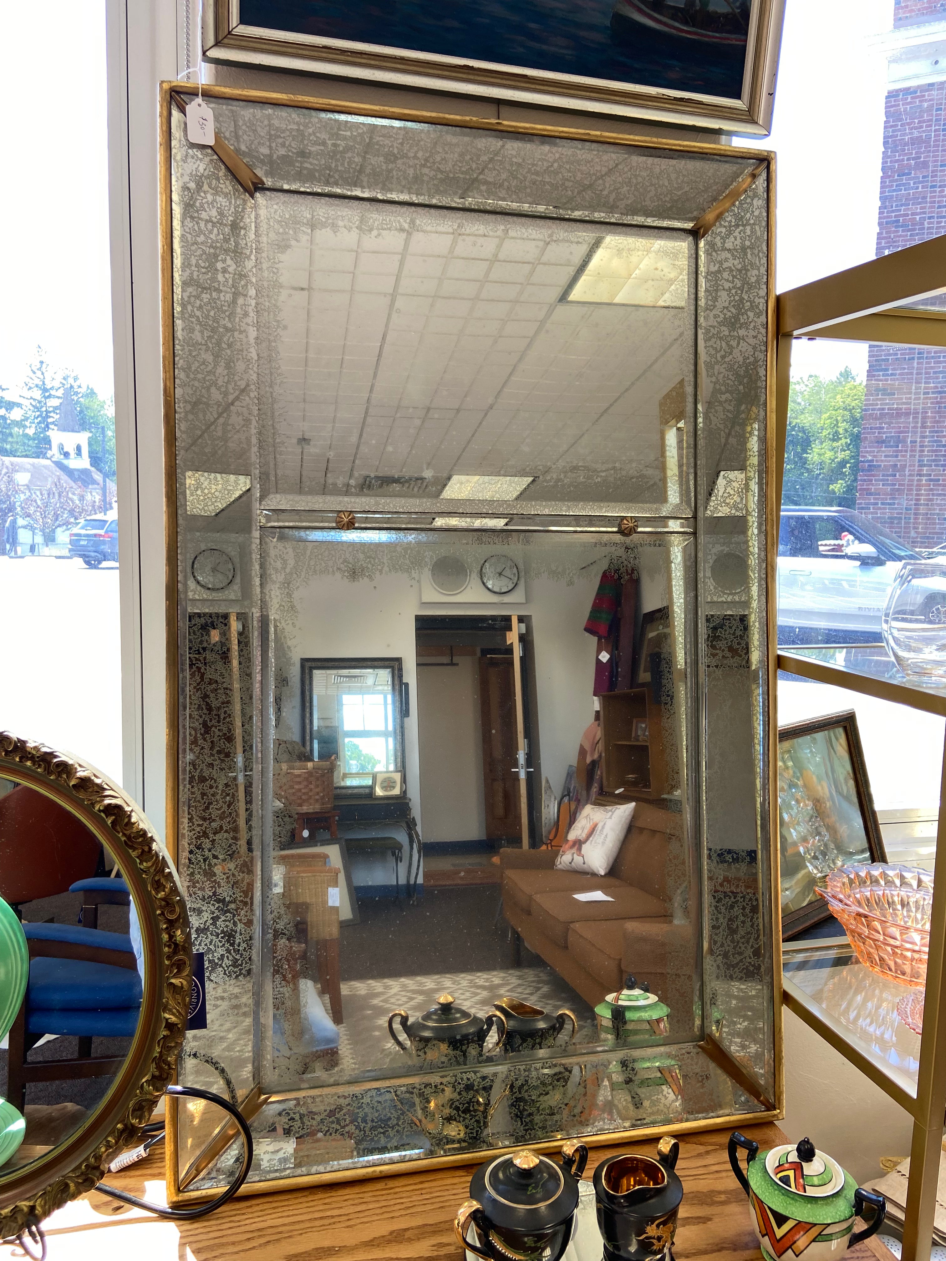 Antiqued Venetian-Style Panel Wall Mirror (28" × 46")