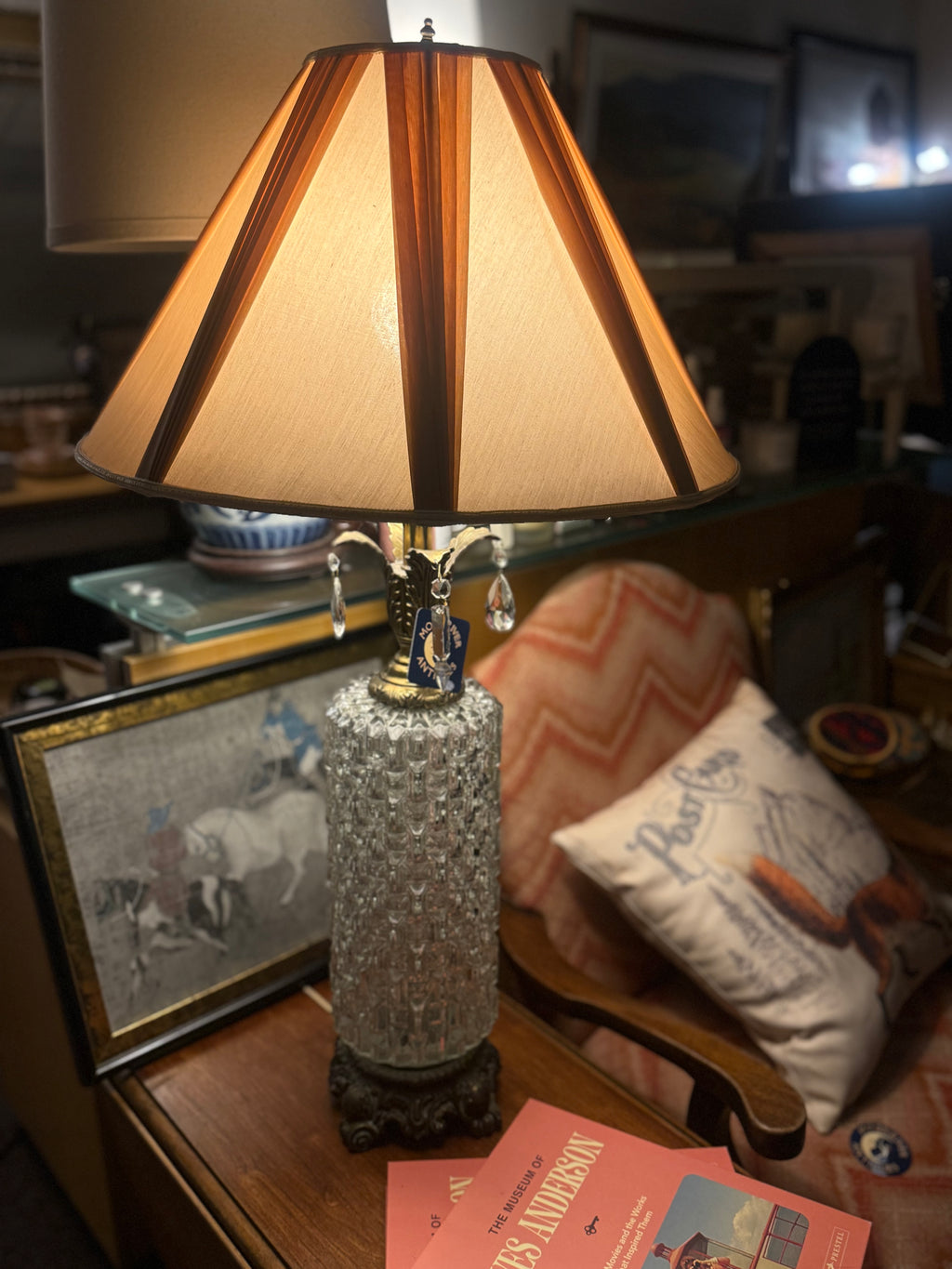 Hollywood Regency Crystal & Glass Table Lamp