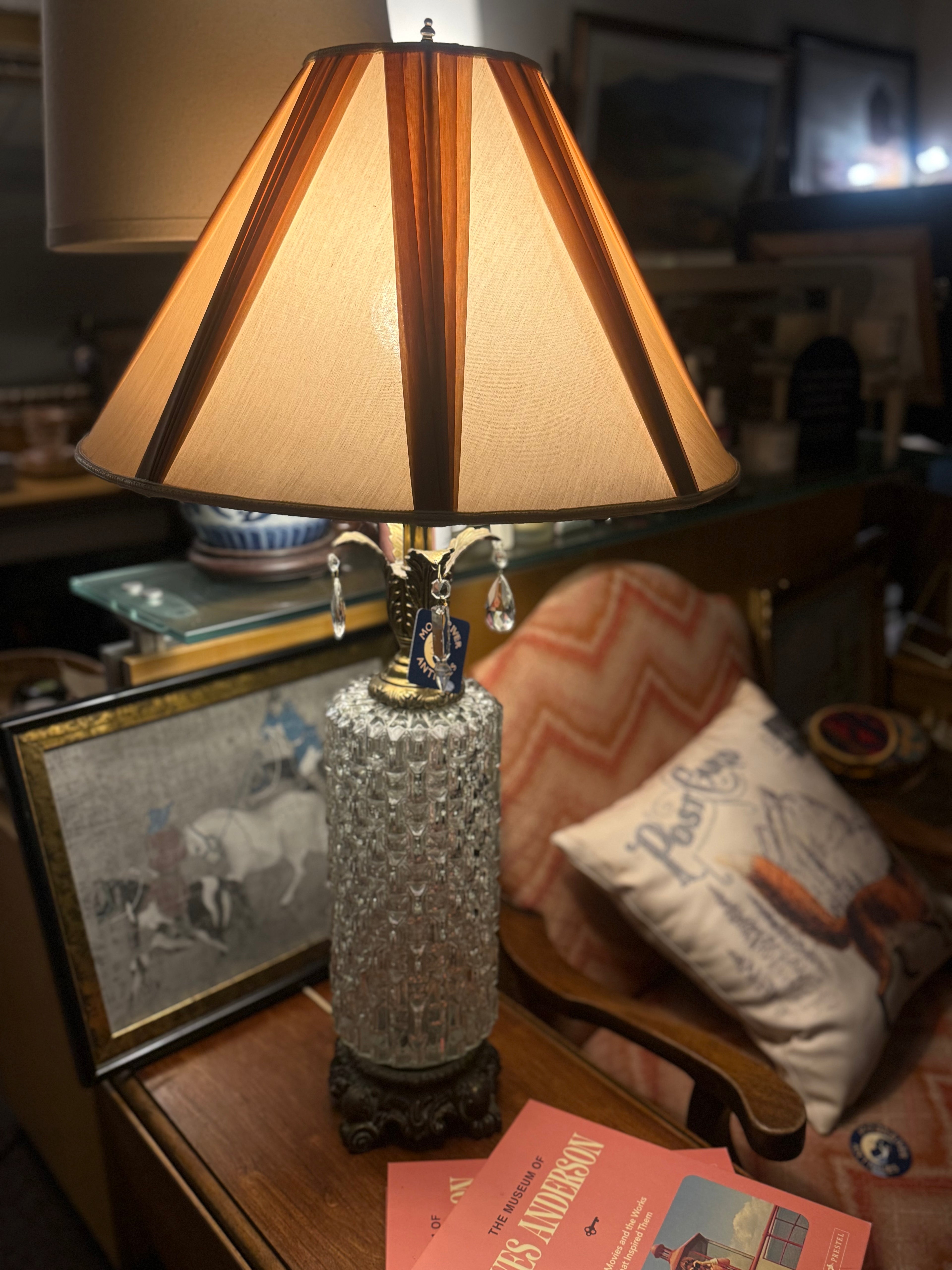 Hollywood Regency Crystal & Glass Table Lamp