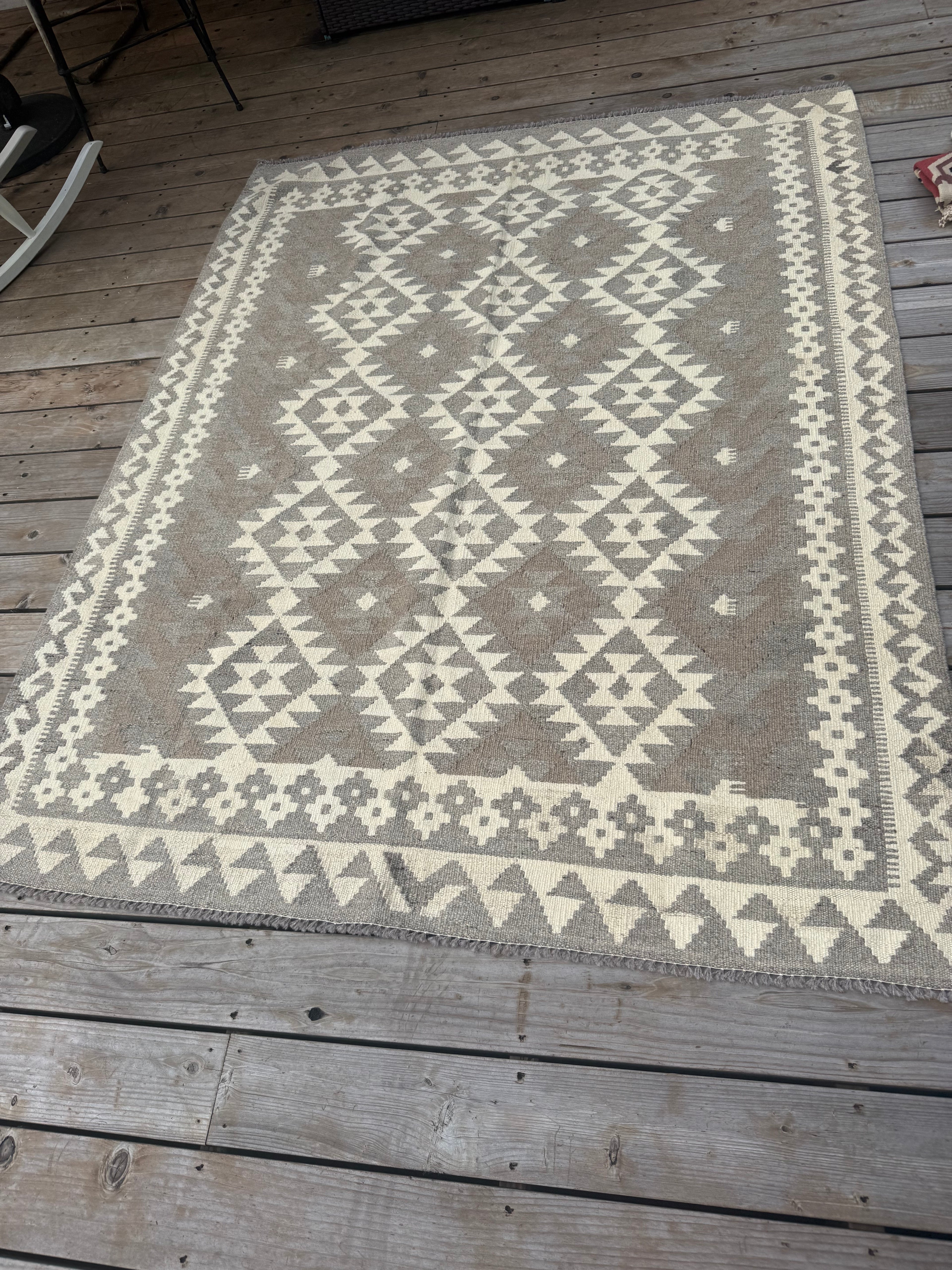 Handwoven Kilim Rug 7’ 4” by 5'2"