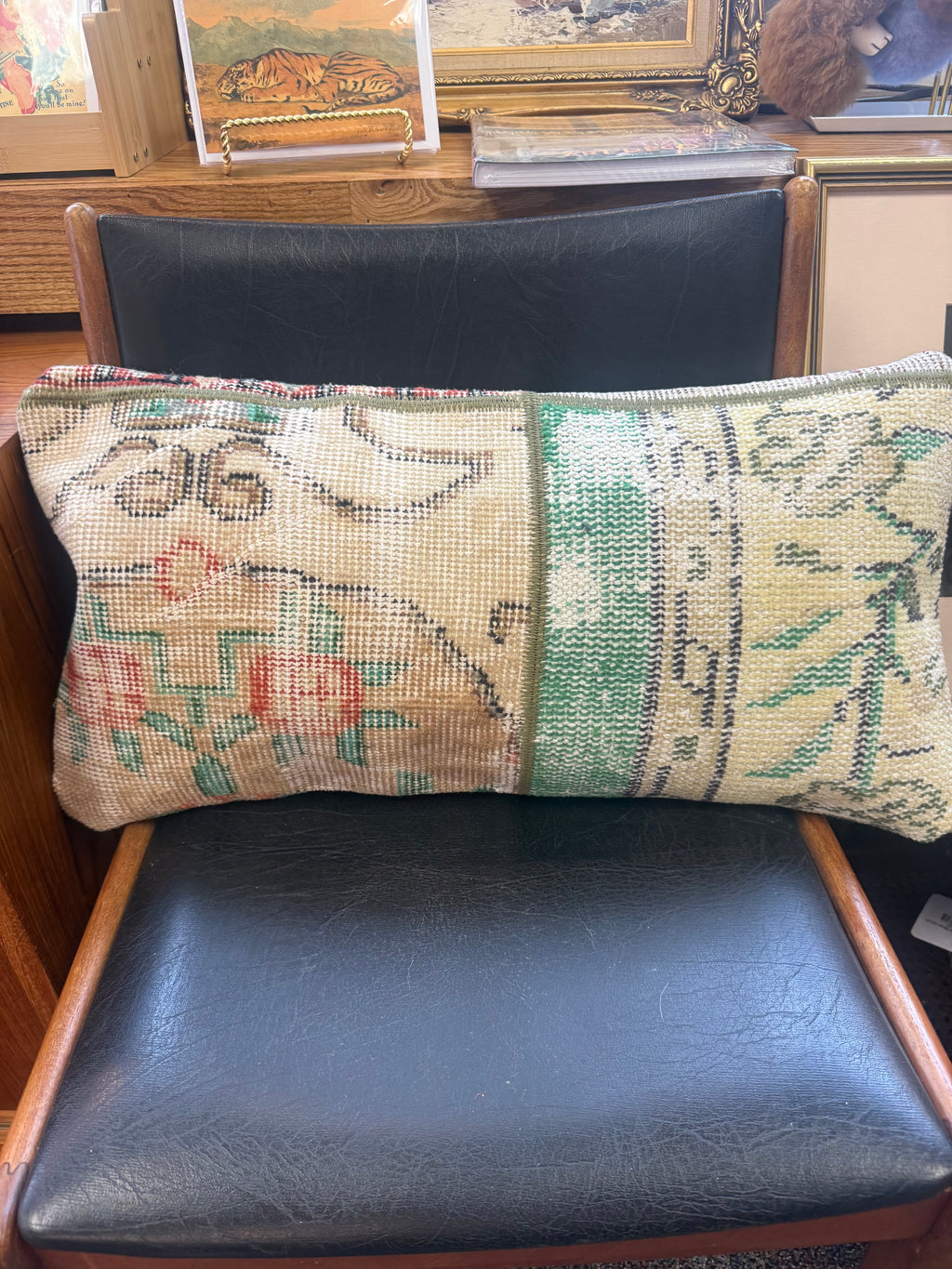 Vintage Turkish Kilim Throw Pillow 12x24 Patchwork