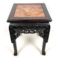 Chinese Carved Hong Mu Marble Inset Low Table