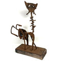 Brutalist Welded Iron Cat Sculpture