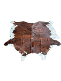 XXL tricolor brindle cowhide rug in brown, black, and white - MRI-0818