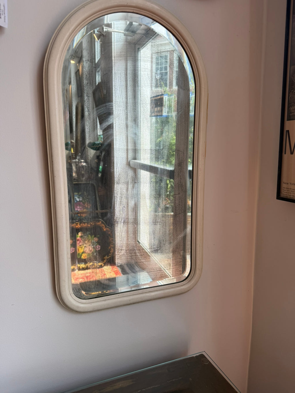 Antique White Framed Mirror