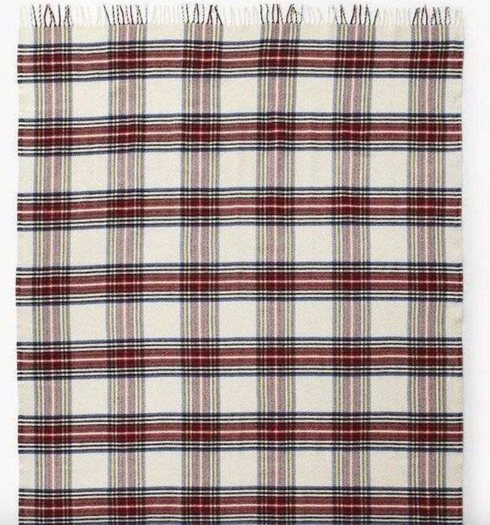 Faribault Mill Tartan Wool Throw - Ivory
