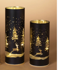 Lighted Holiday Dark Glass Candles (Set)