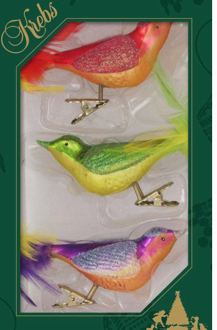 Colorful Bird Clip Ornaments (SET of 3)