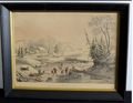 Vintage Framed Fanny Palmer  'American Winter Scenes - Morning'