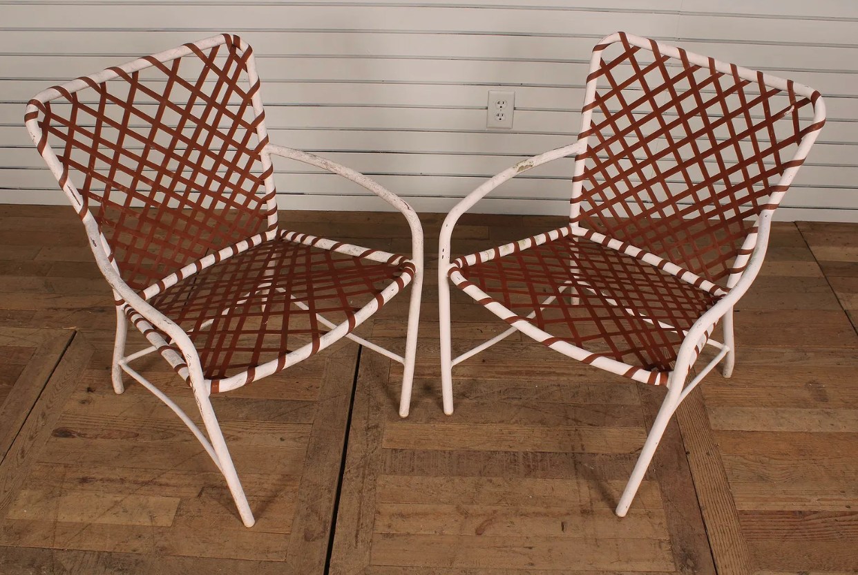 Vintage Brown Patio Arm Chairs (pair)