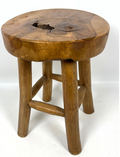Rustic Four-Legged Solid Teak Stool