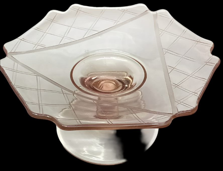 Pink Depression Glass Pedestal Dish (Small)