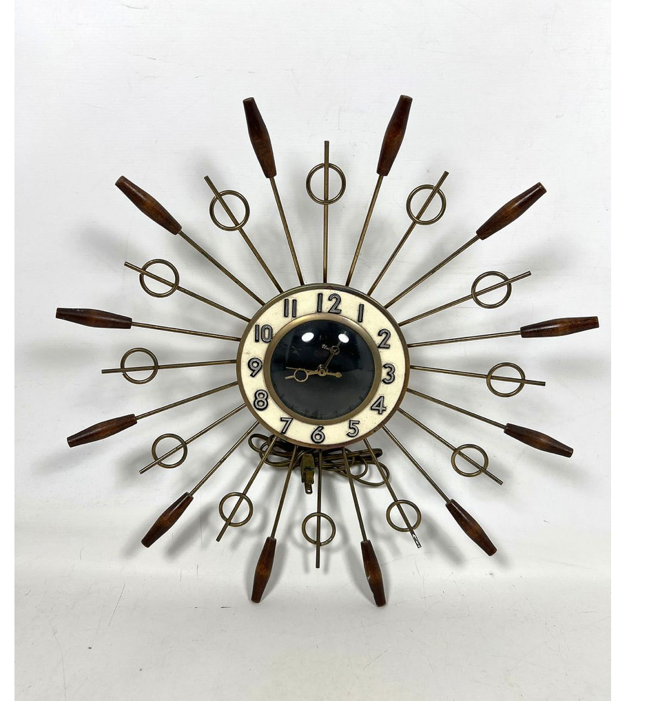 UNITED Metal and Wood Accent Star Burst Wall Clock