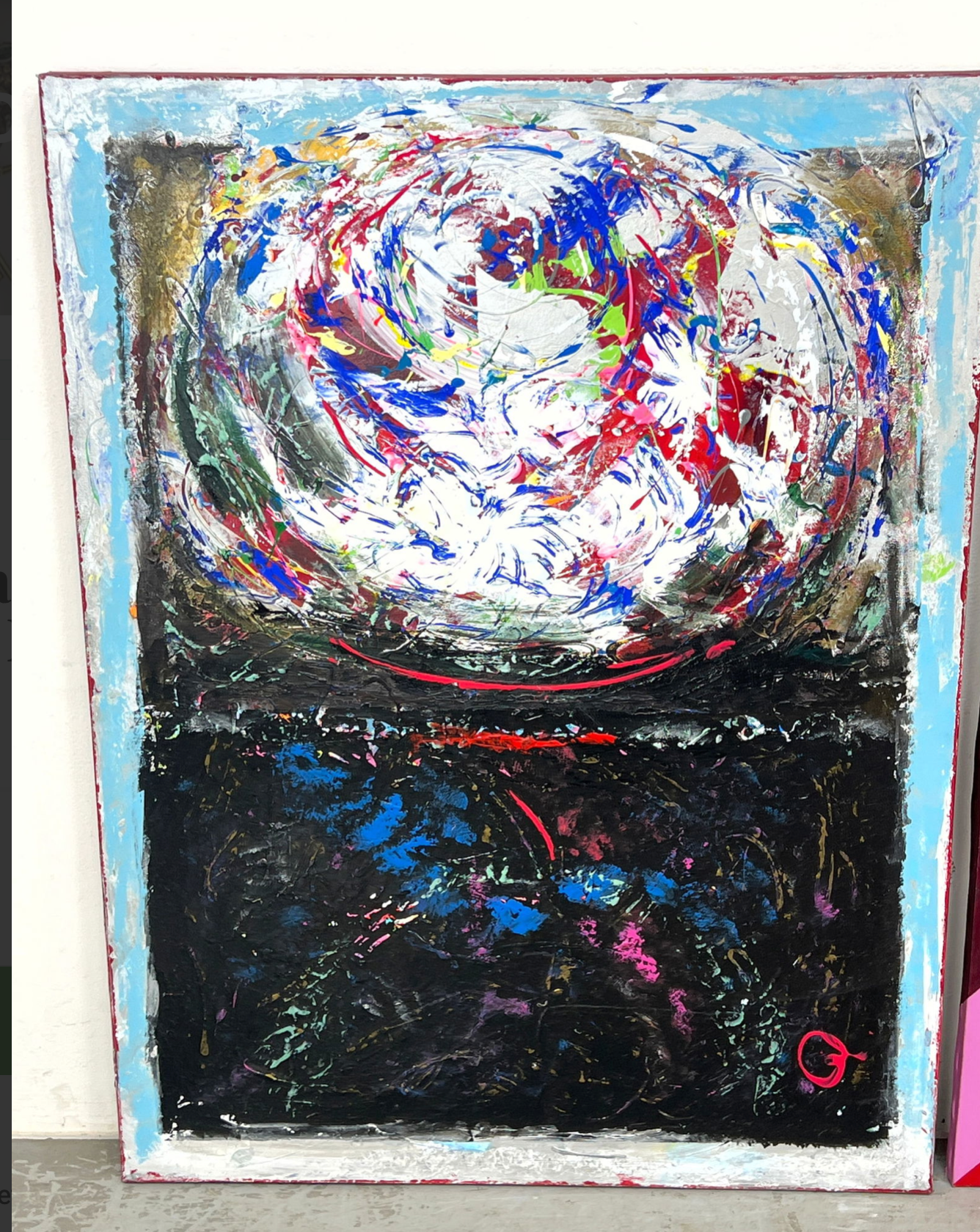 Vintage 1970 Abstract Orb on Dark Water