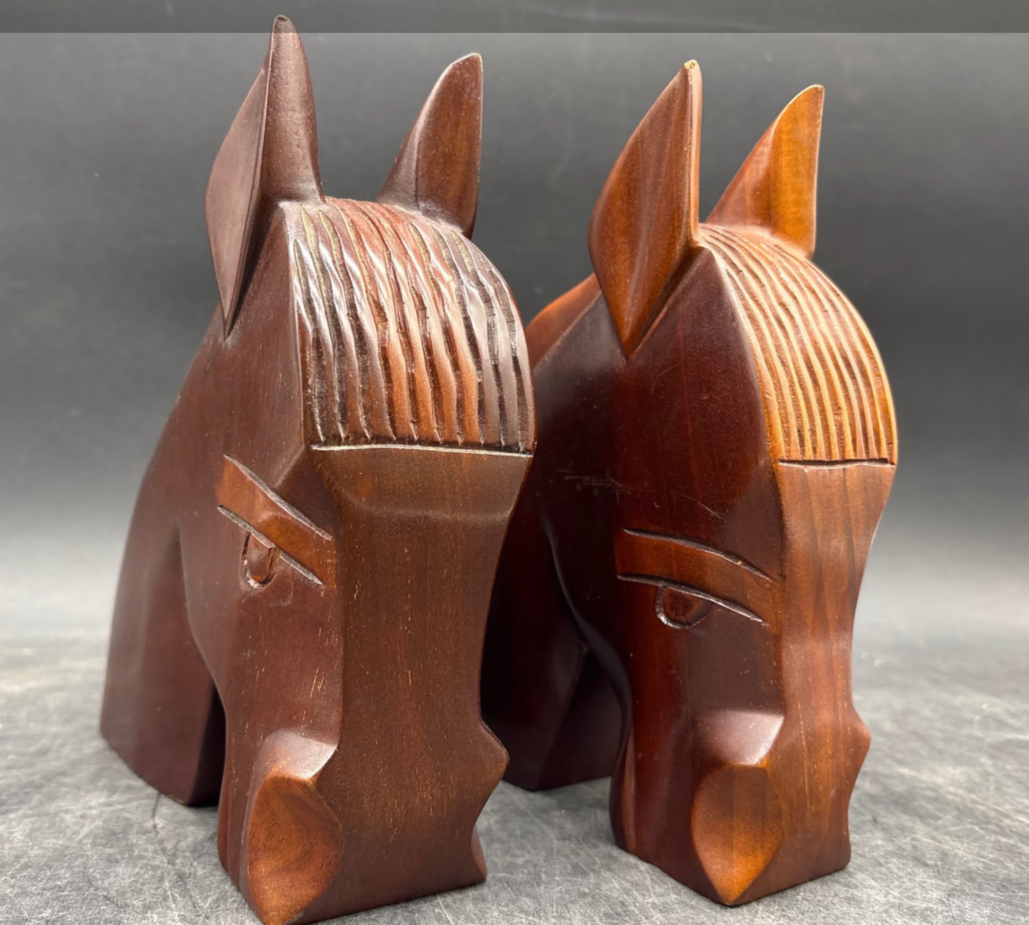 Wooden Horse Head Bookends
