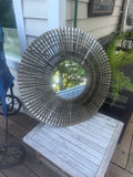 Sunburst Round Gilt-Metal Wall Mirror