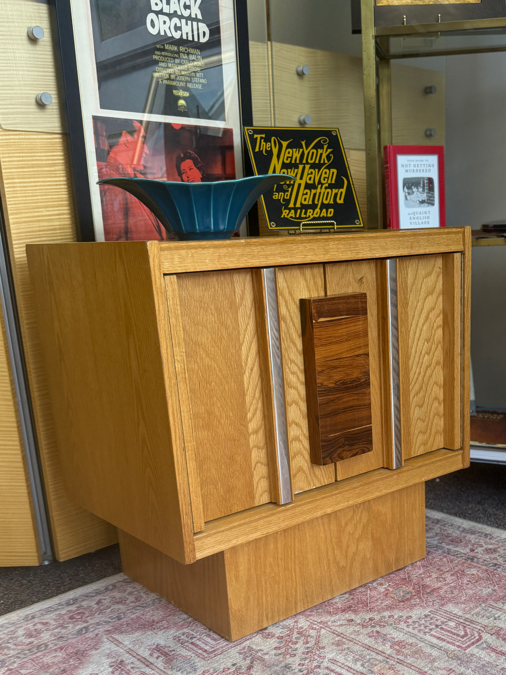 Tobago Brutalist Style Oak Veneer Nightstand