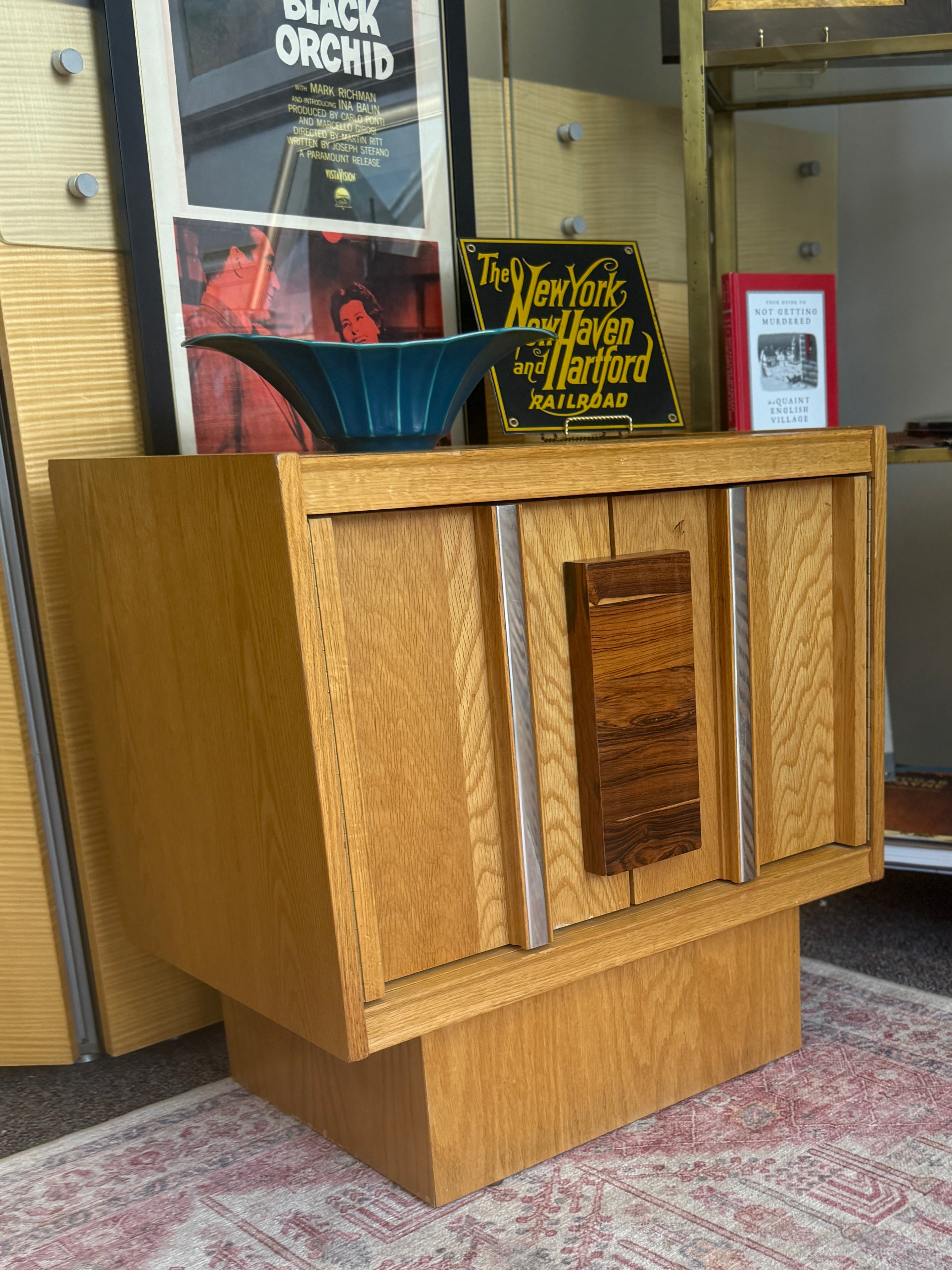 Tobago Brutalist Style Oak Veneer Nightstand
