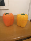 Vintage Plastic Bell Pepper Storage Containers (Orange & Yellow)