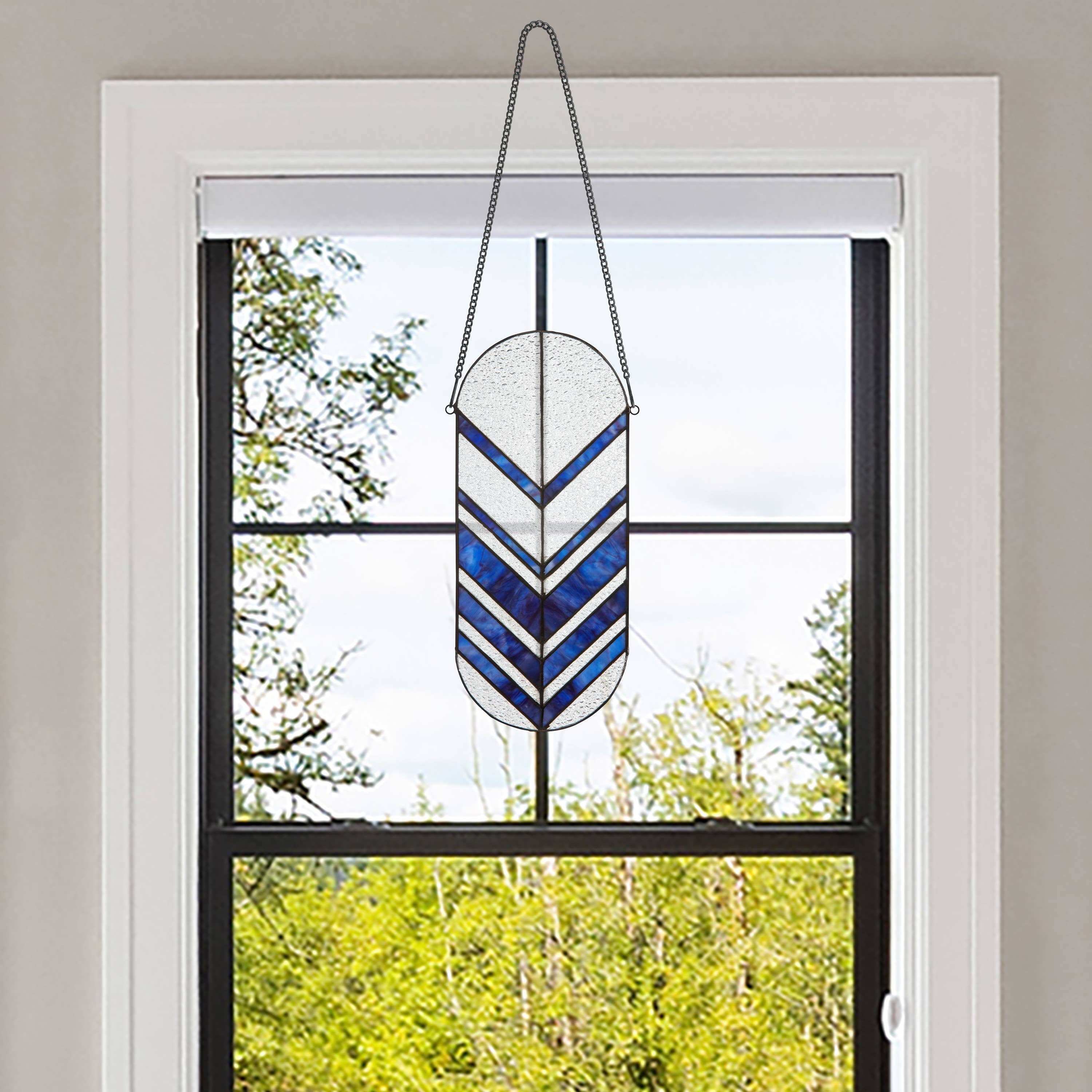 Darby Clear & Blue Arrows Stained Glass
