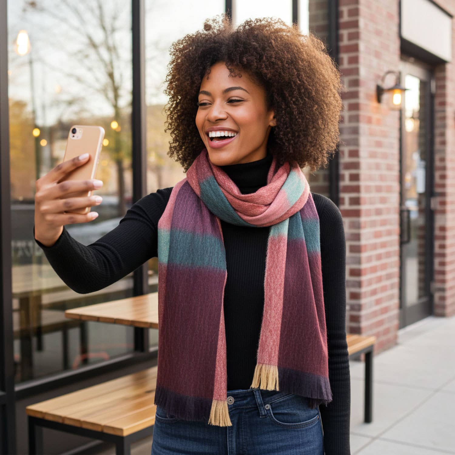 Alpaca Plaid Scarf - Sangria