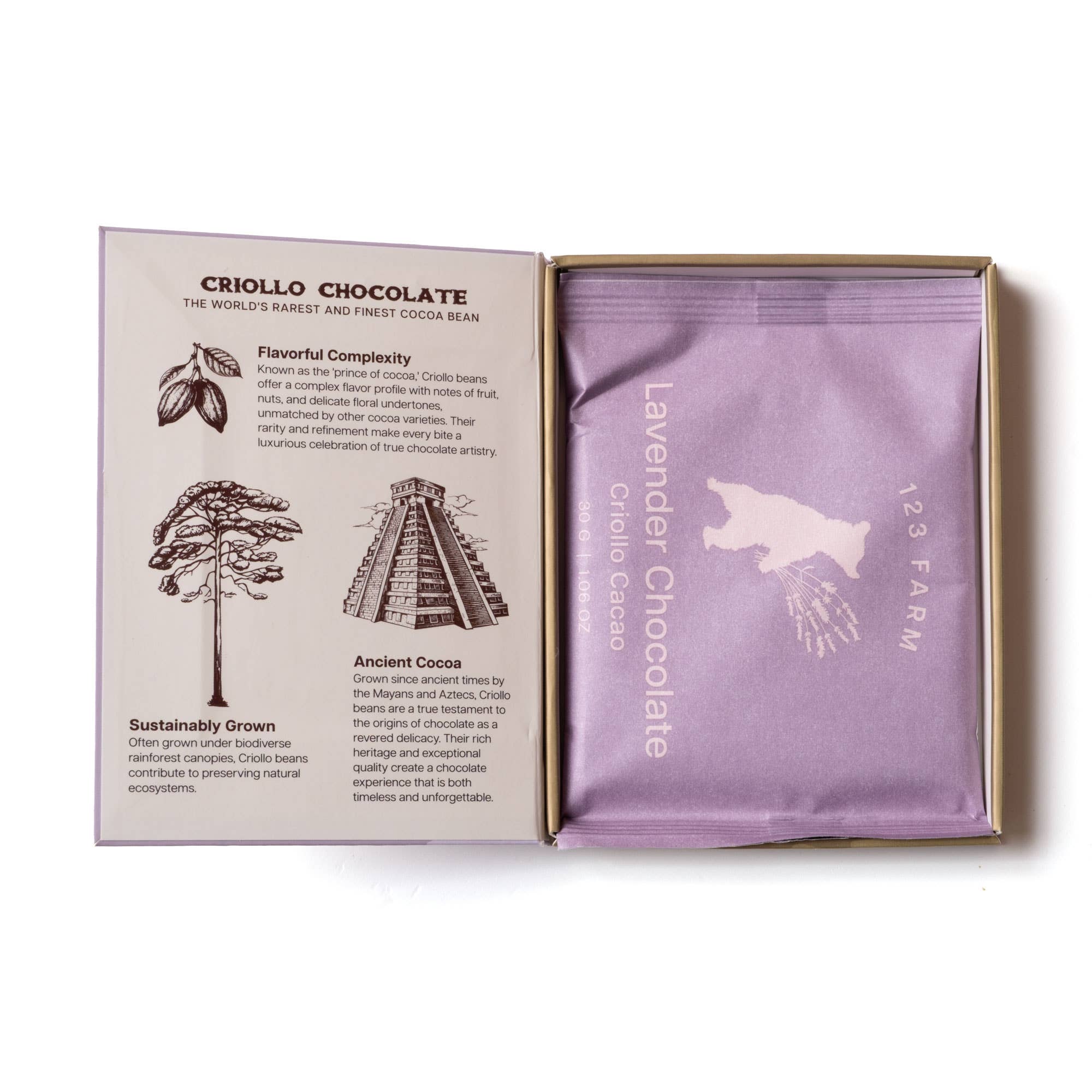 Lavender Chocolate Bar | Organic Criollo | 30g