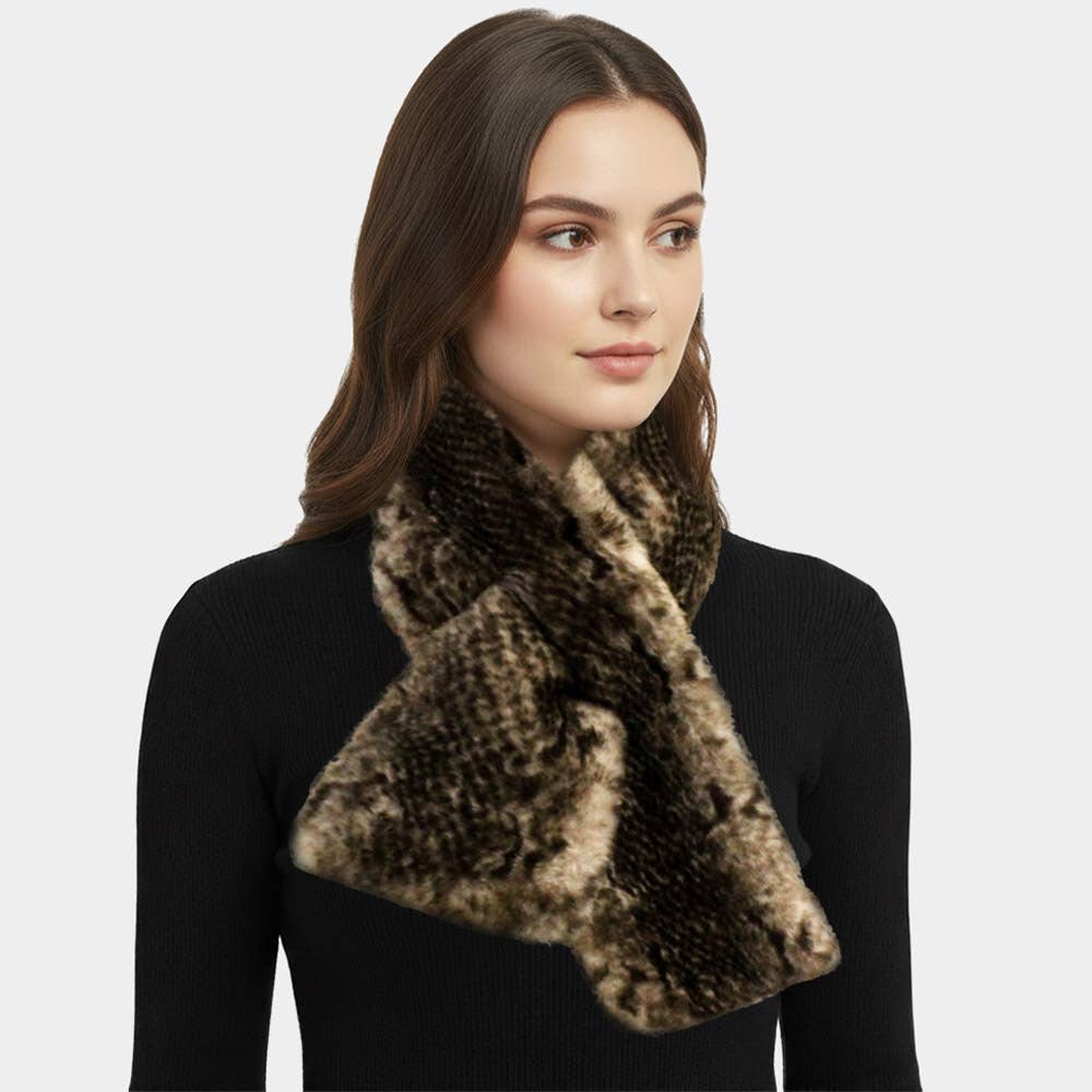 Snake Skin Faux Fur Scarf