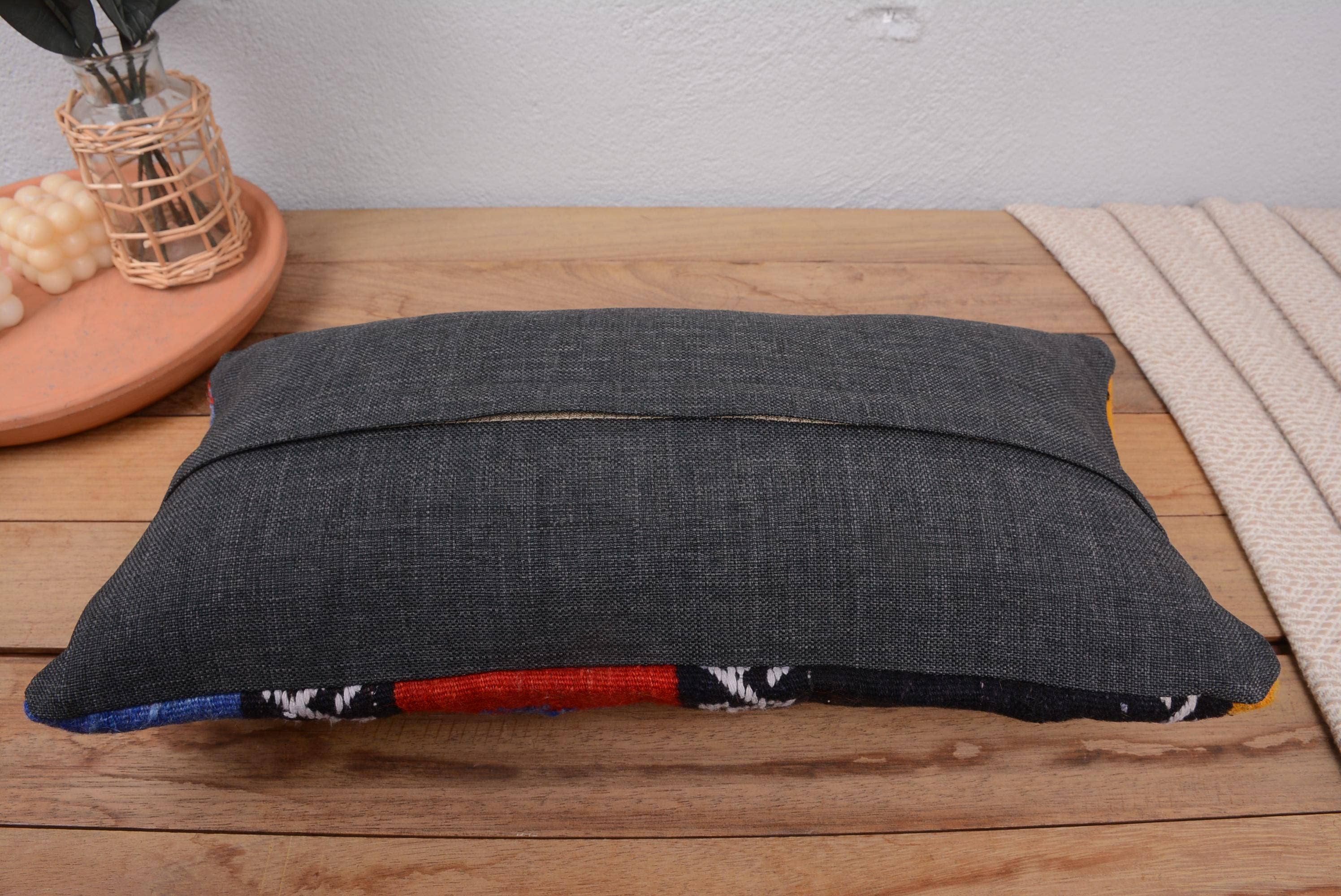 Antique Turkish Kilim Lumbar Pillow